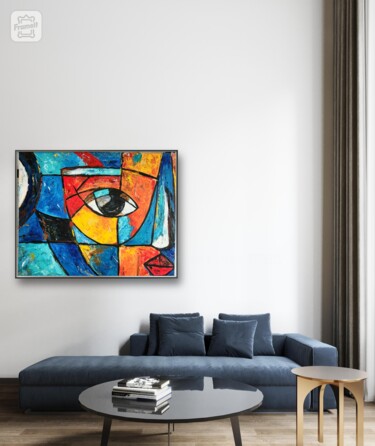 Painting titled "Mask" by Olena Khristo, Original Artwork, Acrylic Mounted on Wood Stretcher frame