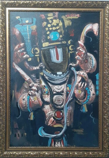 绘画 标题为“Divine” 由Srikanth Babu Adepu, 原创艺术品, 标记 安装在木板上