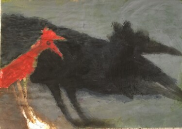 绘画 标题为“Red rooster” 由Sergii Shkoliar, 原创艺术品, 丙烯