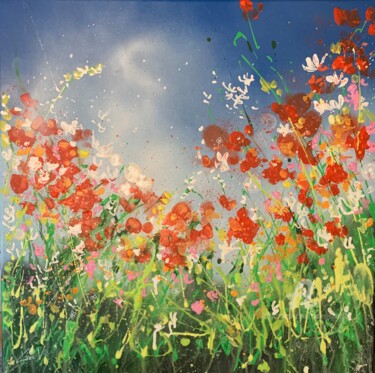 Peinture intitulée "Floral fantasy" par Claire Morand, Œuvre d'art originale, Acrylique Monté sur Châssis en bois