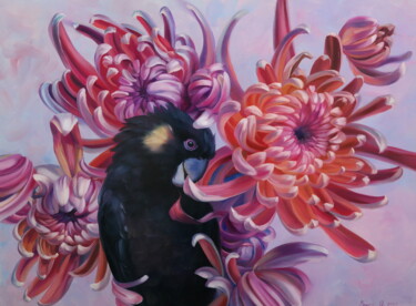 Painting titled ""SHY"" by Elena I Gennady Vylusk (Goshiki), Original Artwork, Oil Mounted on Wood Stretcher frame