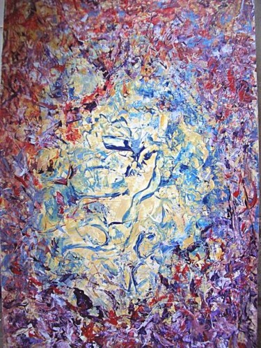 Peinture intitulée "bouddha" par Delphine Bernard, Œuvre d'art originale, Huile