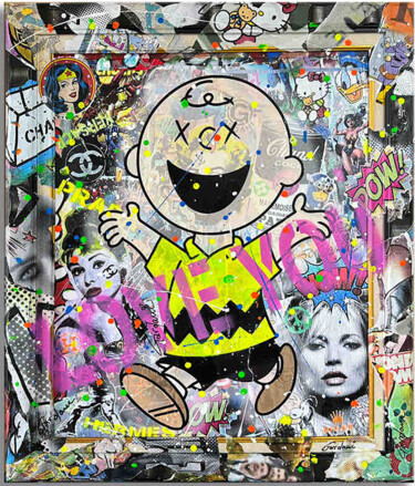 Painting titled "Snoopy Charlie Fami…" by Gardani, Original Artwork, Acrylic Mounted on Wood Stretcher frame