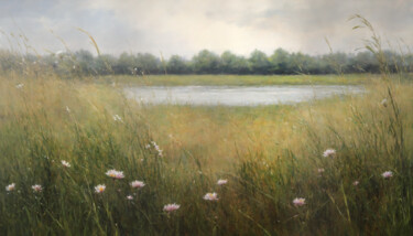A Field Of Grass With Flowers 2688x1536 Digital Arts titled "A Field Of Grass Wi…" by Vintagevista, Original Artwork, Oil