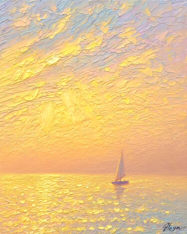 Картина под названием "Sunny sea" - Dmitry Oleyn, Подлинное произведение искусства, Масло Установлен на Деревянная рама для…