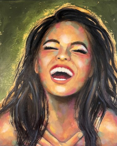 Peinture intitulée "ECLAT DE RIRE" par Virginie Clement, Œuvre d'art originale, Huile Monté sur Châssis en bois