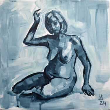 绘画 标题为“Nude Female Painting” 由Lada Kholosho, 原创艺术品, 丙烯 安装在纸板上