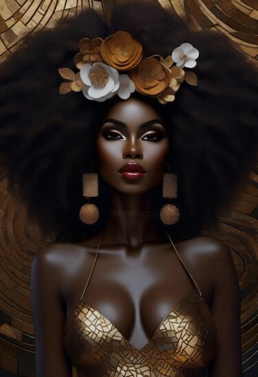 Arts numériques intitulée "Golden Skin" par Olga A Oprits, Œuvre d'art originale, Peinture numérique