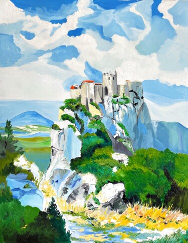 Painting titled "Les Baux" by Laure Leprince, Original Artwork, Oil