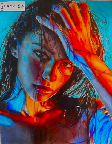 Pittura intitolato "Portrait d’une femm…" da Enric Ionut, Opera d'arte originale, Matita