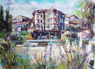 Seaside Townscape/Abandoned Hotel Lost in Time 「Seaside Townscape/A…」というタイトルの絵画 Kselma Randvaldによって, オリジナルのアートワーク, オイル
