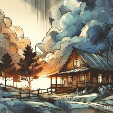 balloon with hearts flies in the clouds stock illustration 제목이 "balloon with hearts…"인 미술작품 Aneela Irshad로, 원작, 아크릴 나무 들것 프레임에 장착됨