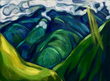 ''After the rain'' Schilderij getiteld "''After the rain''" door Raffi Ghazaryan, Origineel Kunstwerk, Olie Gemonteerd op Frame voor houten bra…