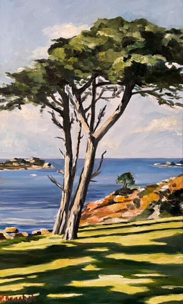 Peinture intitulée "Bord de mer en Bret…" par Pascal Brachet, Œuvre d'art originale, Huile