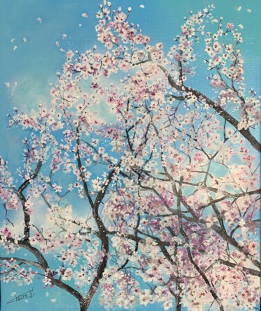 Peinture intitulée "L’amandier du jardin" par Claire Morand, Œuvre d'art originale, Acrylique