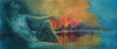 Pintura intitulada "Landscape and nude" por Nurhilal Harsa, Obras de arte originais, Óleo