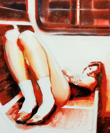 Pittura intitolato "Katelyn" da Manu Toxxic, Opera d'arte originale, Acquarello