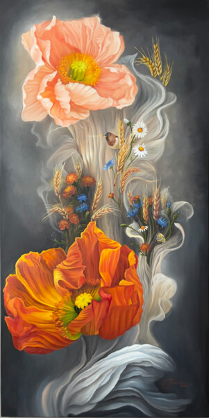 Painting titled "Soul of Ukraine" by Anastasiia Alokhina, Original Artwork, Oil Mounted on Wood Stretcher frame