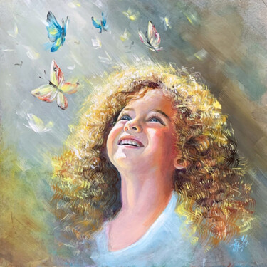 Butterfly painting Painting titled "Butterfly painting" by Tatyana Ustyantseva, Original Artwork, Oil