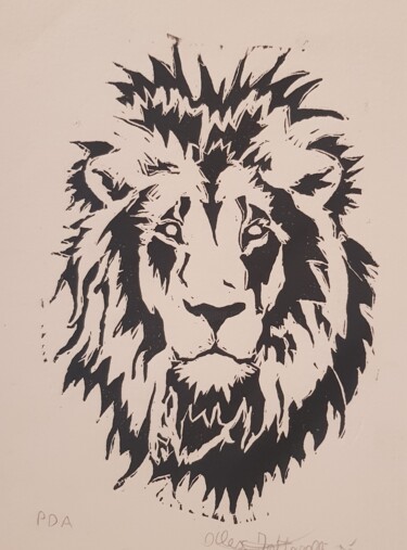 Printmaking titled ""Il volto della tig…" by Alex Iattarelli (Al_iatar), Original Artwork, Linocuts