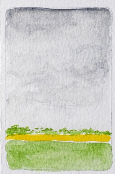 Peinture intitulée "Brume sur champ" par Thomas Rodet, Œuvre d'art originale, Aquarelle