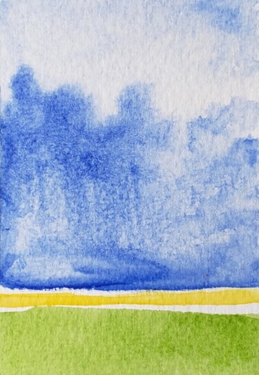 Peinture intitulée "Forêt bleu" par Thomas Rodet, Œuvre d'art originale, Aquarelle