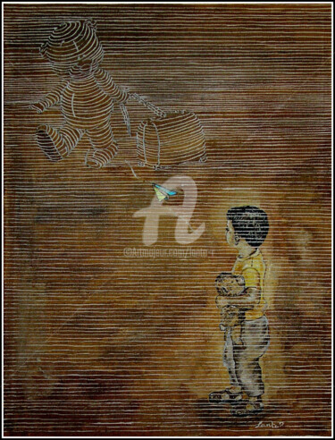 "Au revoir mon vieux!" Peinture intitulée ""Au revoir mon vieu…" par Lanto R., Œuvre d'art originale, Acrylique Monté sur Châssis en bois