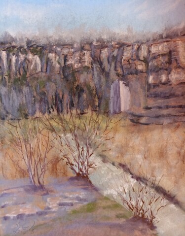 绘画 标题为“Roches et Ardèche à…” 由Genevieve Fraysse, 原创艺术品, 粉彩