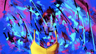 Digital Arts titled "JINA" by Tira Montrese, Original Artwork, Digital Painting Mounted on Wood Stretcher frame