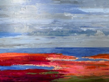Schilderij getiteld "La Plage Rouge" door Florence Maraine Bertrand, Origineel Kunstwerk, Acryl Gemonteerd op Frame voor hou…
