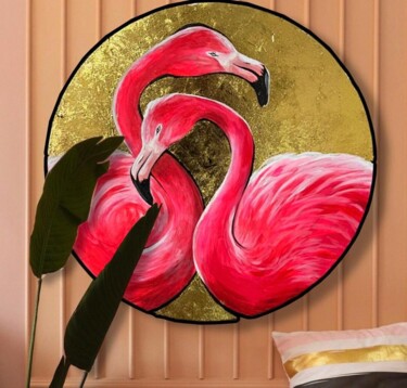 Painting titled "Flamingo Love" by Popescu Denisa, Original Artwork, Acrylic