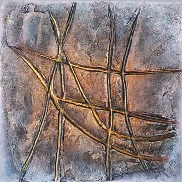 Painting titled "Desert dawn" by Cristina Simeoni, Original Artwork, Acrylic Mounted on Wood Stretcher frame