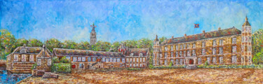 Painting titled "Panorama Kasteel va…" by Joke Bennis, Original Artwork, Oil
