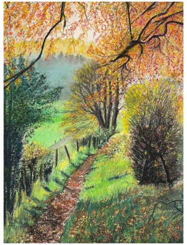 제목이 "Le chemin automnal"인 미술작품 Marie-Christine London로, 원작, 파스텔