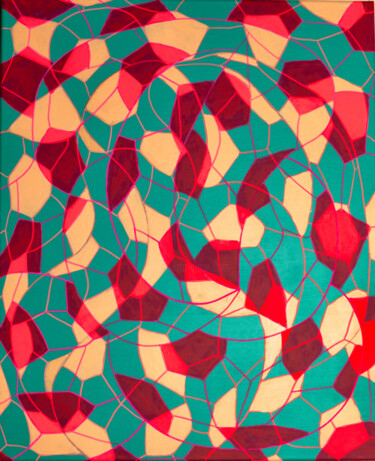 绘画 标题为“Pentazen Turquoise,…” 由Mathilde Guégan, 原创艺术品, 丙烯 安装在木质担架架上