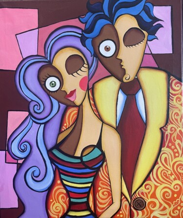 Los amantes Painting titled "Los amantes" by Nemesis Seoane, Original Artwork, Acrylic