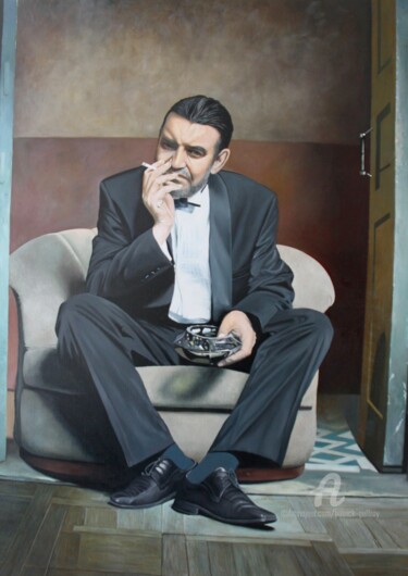 「Cosa nostra」というタイトルの絵画 Patrick Geffroyによって, オリジナルのアートワーク, オイル ウッドストレッチャーフレームにマウント