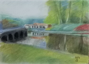 Pintura titulada "Síntesis Jardín tur…" por Jose Oña Jurado, Obra de arte original, Pastel