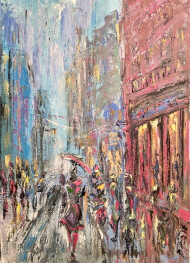 Pittura intitolato "Прогулки по Москве.…" da Alina Asanova, Opera d'arte originale, Olio