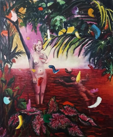 "Océan Rouge" başlıklı Tablo Svetlana Maksimenko tarafından, Orijinal sanat, Petrol Ahşap Sedye çerçevesi üzerine monte edil…