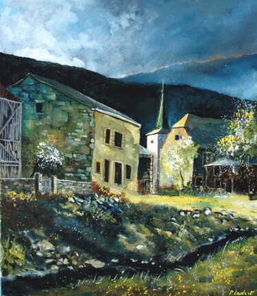 绘画 标题为“Light on my village” 由Pol Ledent, 原创艺术品, 油 安装在木质担架架上