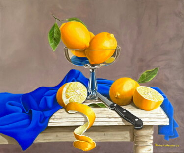 Ζωγραφική με τίτλο "Nature morte aux ci…" από Patrice Le Houedec, Αυθεντικά έργα τέχνης, Λάδι