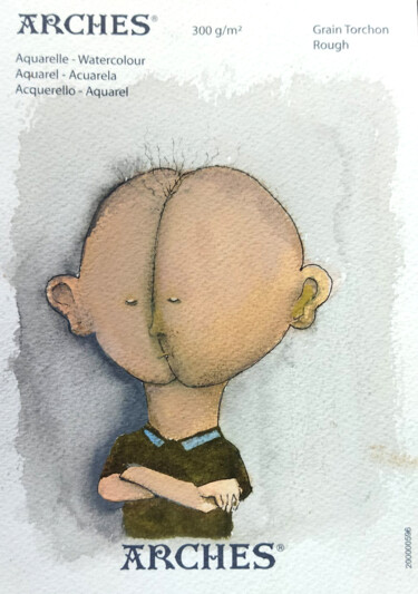 Peinture intitulée "Petit Luc" par Grotsk, Œuvre d'art originale, Aquarelle