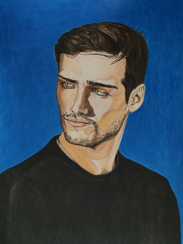 图画 标题为“Portrait de Richard…” 由Sandrine Borgniet, 原创艺术品, 铅笔