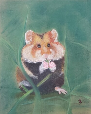 Dessin intitulée "Dans l'herbe" par Sylvaine Forestier, Œuvre d'art originale, Pastel Monté sur Plexiglas