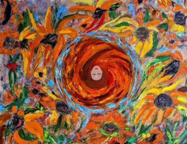 Orangefarbene Stimmung Painting titled "Orangefarbene Stimm…" by Ellen Frischbutter, Original Artwork, Oil