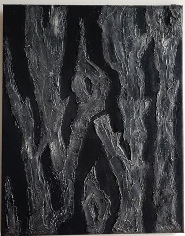 Painting titled "Black Bark" by Axinya Abramova, Original Artwork, Acrylic Mounted on Wood Stretcher frame