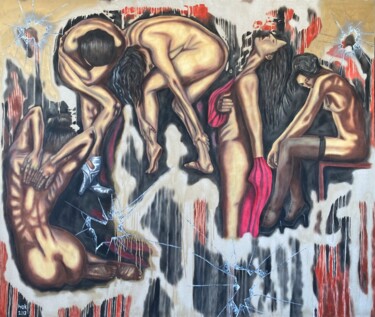 Painting titled "Broken" by Hüseyin Ak, Original Artwork, Oil