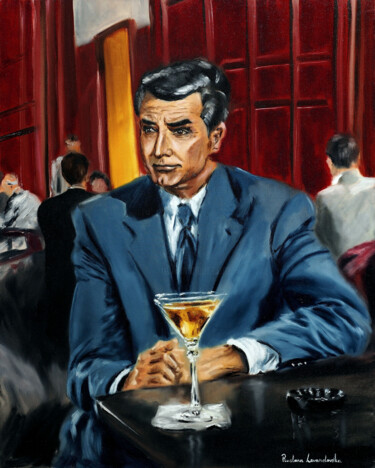 Cary Grant in North by Northwest 제목이 "Cary Grant in North…"인 미술작품 Ruslana Levandovska로, 원작, 기름 나무 들것 프레임에 장착됨