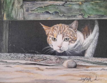 绘画 标题为“Pas de souris à la…” 由Laurence Dufour, 原创艺术品, 油 安装在木质担架架上